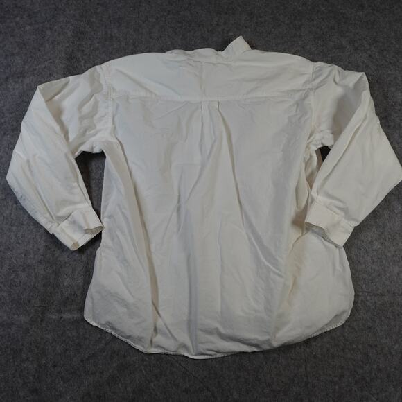 J. Jill Top Womens Medium Poplin Button Front White Shirt Mandarin Collar Crisp - Picture 5 of 9